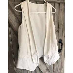 Drape Front White Linen Vest F & F Size 10 Classic Summer Boho Buckle Back Open